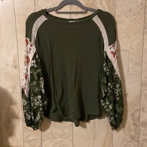 Army green shirt from Francesca’s. Detailing on sleeves.